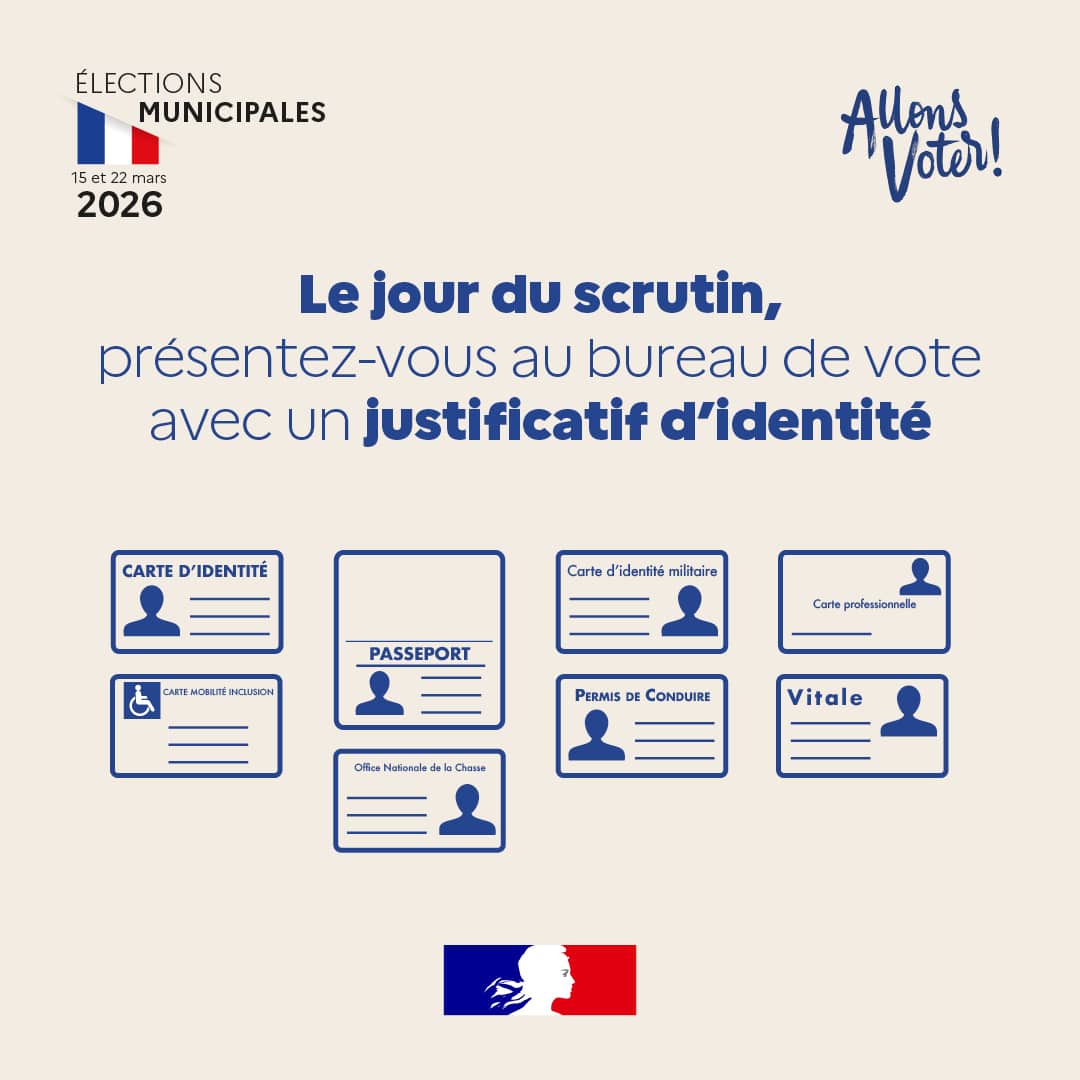 Elections municipales 2026 - Justificatifs d'idendité acceptés