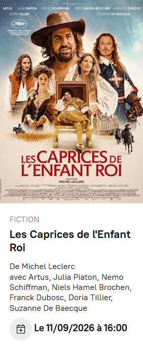 Affiche du Cinémobile - Film Les caprices de l'enfant roi - Projection le 11 septembre à 16h
