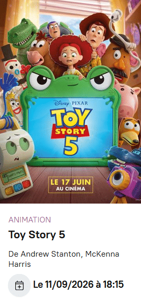 Affiche du Cinémobile - Film Toy Story 5 - Projection le 11 septembre à 18h15